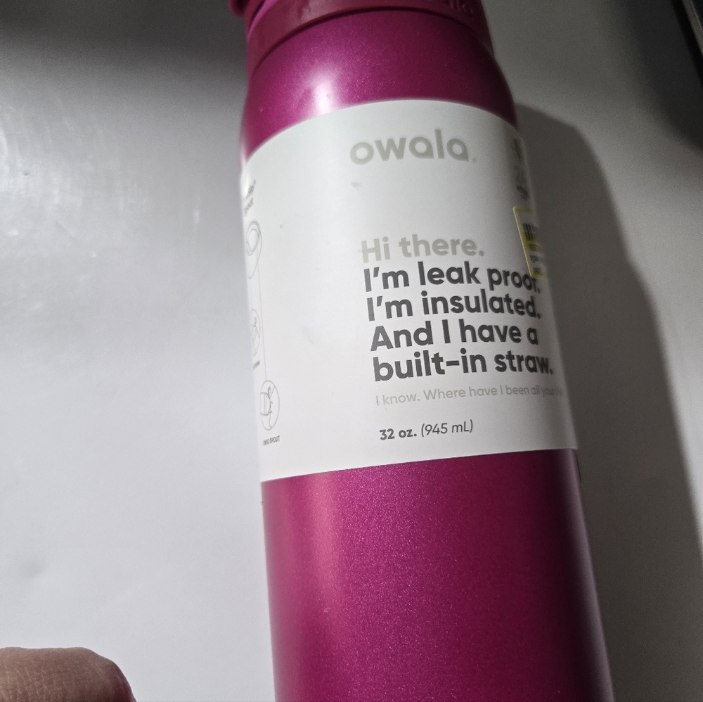 Owala Pink Insulated Water Bottle 32 Ounce